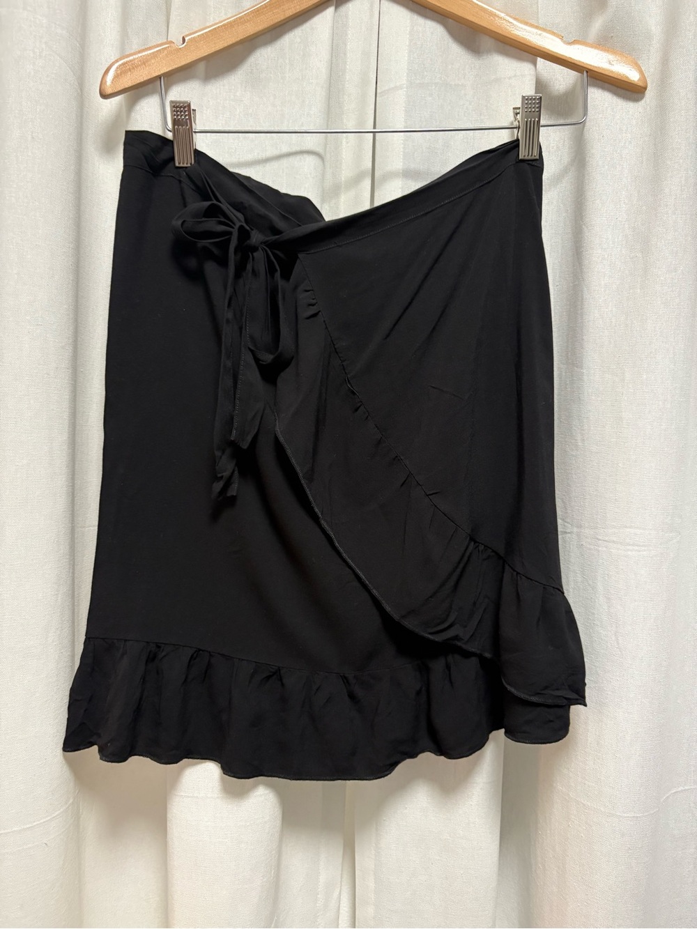 H & M Black Wrap Skirt with Ruffle Hem